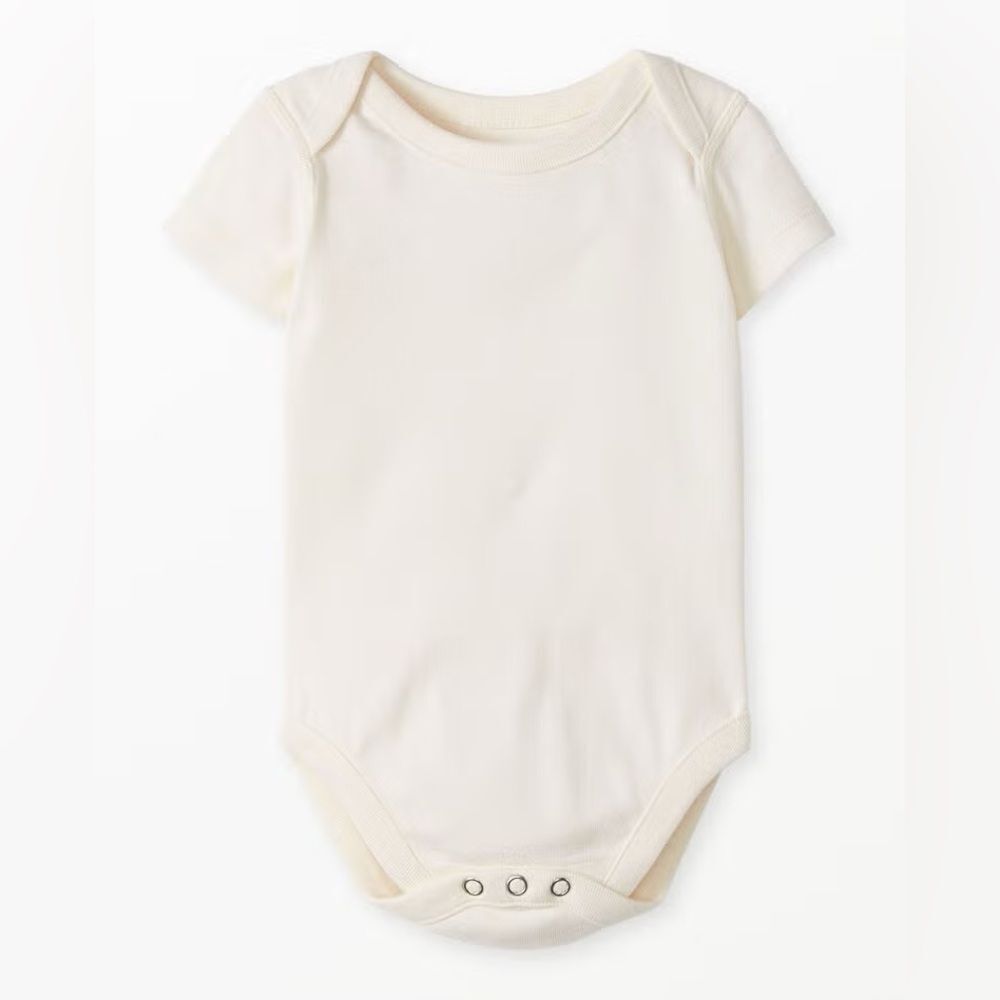 Hanna Andersson Set of‎ 2 Ecru Cotton Bodysuit Short Sleeve, Size 3-6 mo